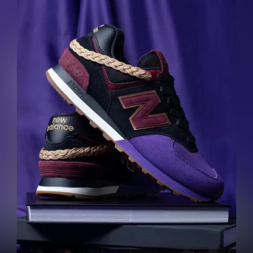 New Balance 574. Size US12/EU46,5. Black/Purple/Burgundy